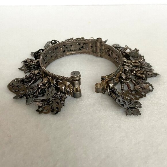 VTG Sterling Silver 925 XXS Cha Cha Hinged Pin Closure Round Bangle Bracelet - Picture 3 of 16